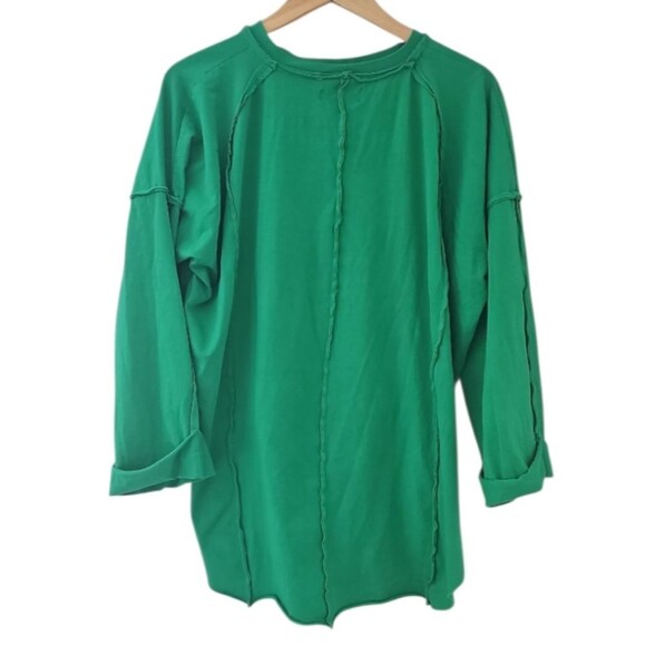 Green Layered High‑Low Raw‑Hem Tee Pullover Oversized Top Lagenlook Artsy Sz 1x - Picture 2 of 16